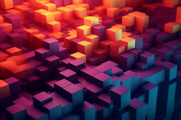 Graphic resources. Abstract and minimalist modern colorful background with copy space made of various cubes. Three dimensional digital style