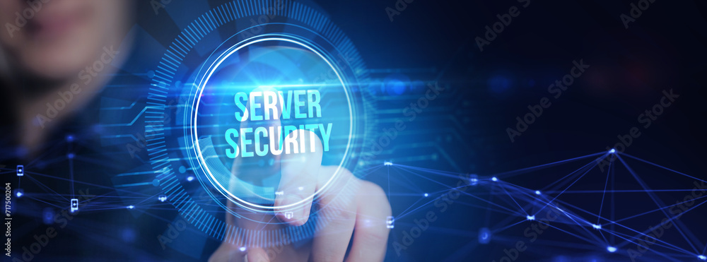 Poster cyber security data protection business technology privacy concept. server security.