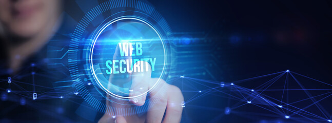 Web security. Cyber security, computer data encryption and internet protection.