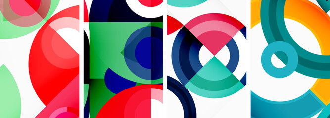 Obraz premium Round geometric elements and circles in background design for wallpaper, business card, cover, poster, banner, brochure, header, website