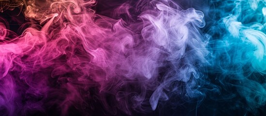 Fototapeta premium Colorful smoke from a vape on a black background.