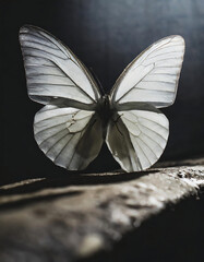 White Butterfly on Dark Background: Elegant Contrast


