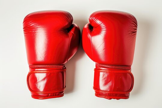 White background with a pair of red boxing gloves