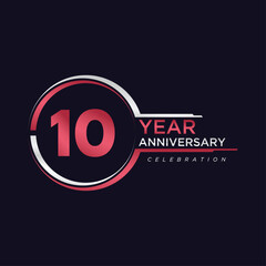 10 years anniversary golden pink color with circle ring isolated on black background for anniversary celebration event