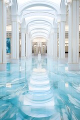 Fototapeta premium Luxurious Grand Corridor with Marble Flooring and Branch Chandeliers