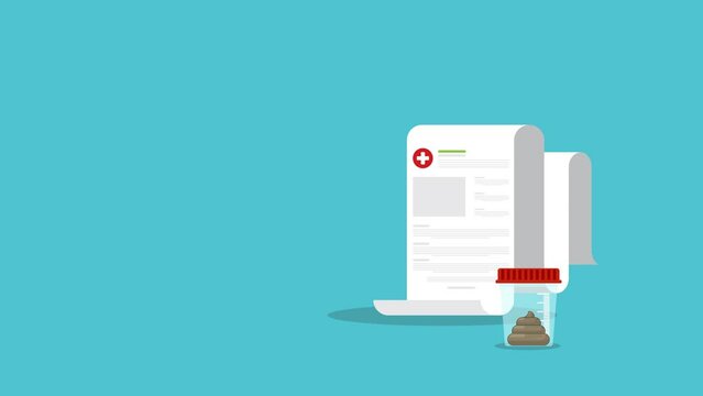 Stool analysis. Stool test. Medical research report with medical sample in a glass tube.