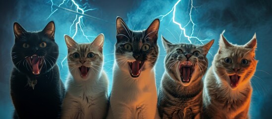 Funny cats and animals in a humorous image representing a power outage or blackout.