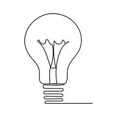 Light bulb continuous one line drawing  outline vector illustration