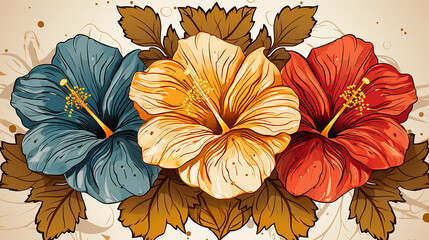 Grunge_summer_background_with_hibiscus_flowers_and_pa_