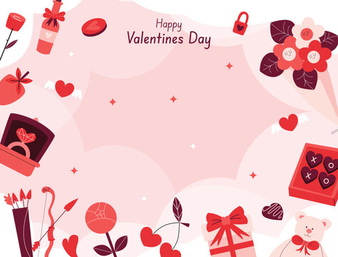 Vector flat valentines day photocall template