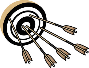 数打ちゃあたる　的に矢がたくさん刺さったイラスト