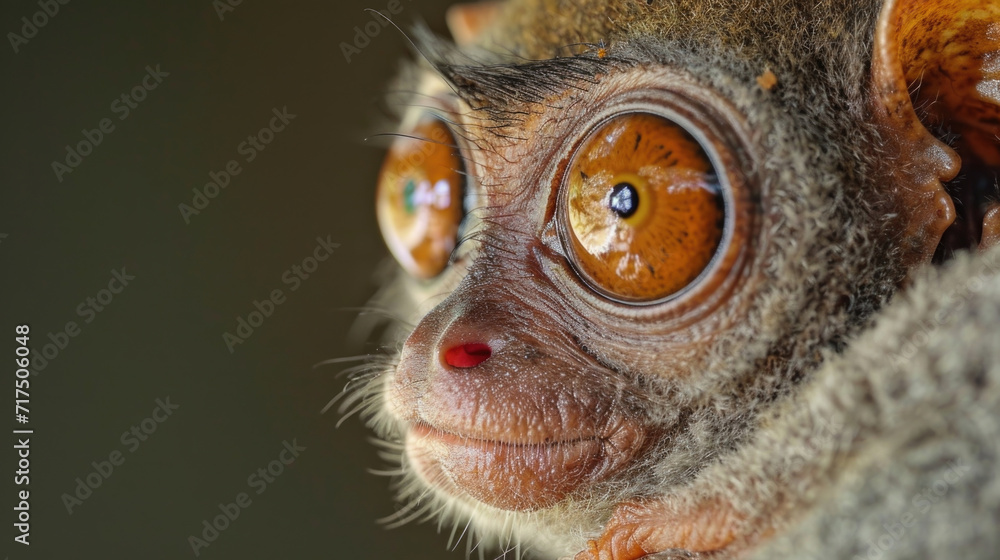 Poster a tarsiers closeup profile showcasing its distinct features such as its elongated fingers and of cou