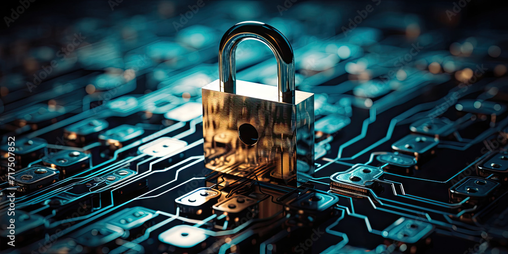 Poster internet security and data protection concept, blockchain and cybersecurity