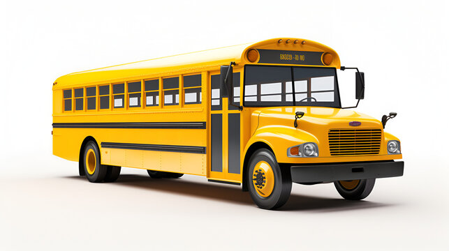 Yellow classic school bus. Side view. American education, school bus, traditional school bus, Generative Ai