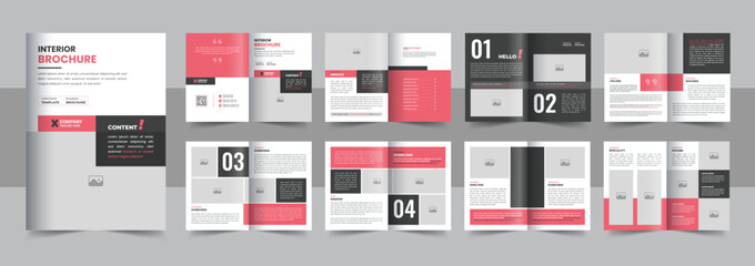 Creative Interior Design Portfolio design Template Layout vector, Interior Design Magazine Layout for Home Decoration