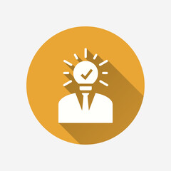 Brainstorm flat icon with long shadow for graphic and web design.