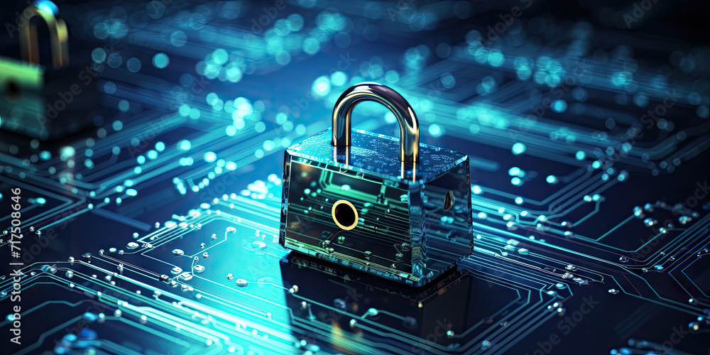 Poster internet security and data protection concept, blockchain and cybersecurity