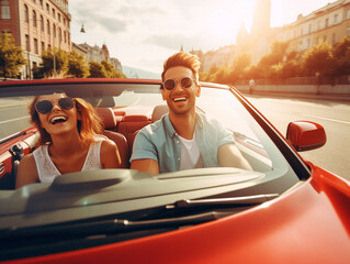 Naklejka premium couple driving in the car