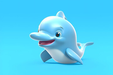 3d rendering cute Dolphin cartoon