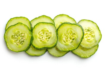 Marinated cucumbers isolated on white background Top view