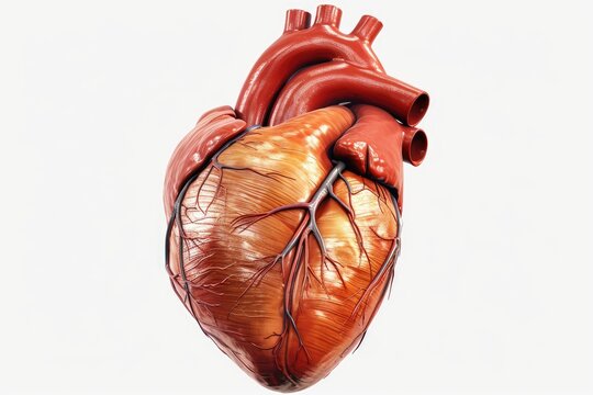 Realistic isolated 3D vector of a human heart with anatomical accuracy