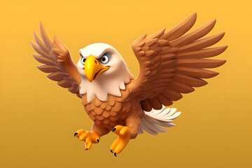 3d rendering cute Eagle cartoon