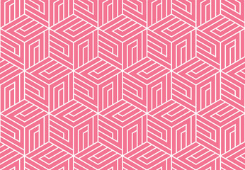 Abstract geometric pattern. A seamless vector background. White and pink ornament. Graphic modern pattern. Simple lattice graphic design