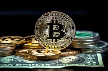 Digital Wealth: Arrangement of Bitcoins Coins