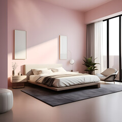 A Background with a bed and aesthetic walls with planters and windows, bedroom, walls, planter