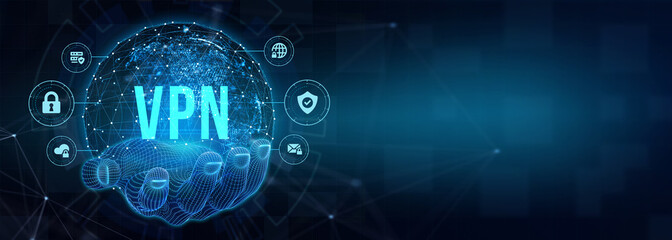 Business, Technology, Internet and network concept. VPN network security internet privacy encryption concept. 3d illustration