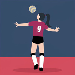  A Young Girl throwing volleybal, playing volleyball