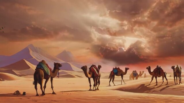 Camel. seamless looping time-lapse animation video background