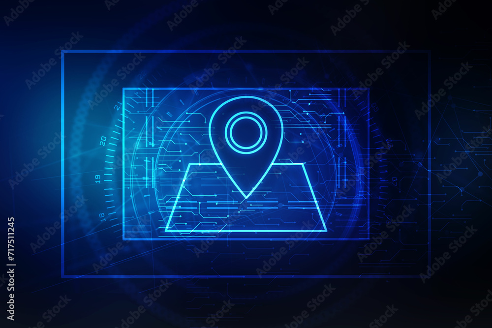 Poster 2d rendering red map pointer