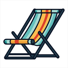 beach chair flat icon outline in the style of simple vector