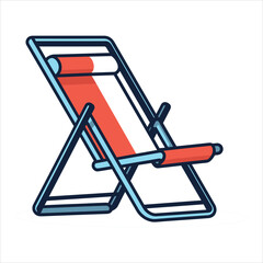 beach chair flat icon outline in the style of simple vector