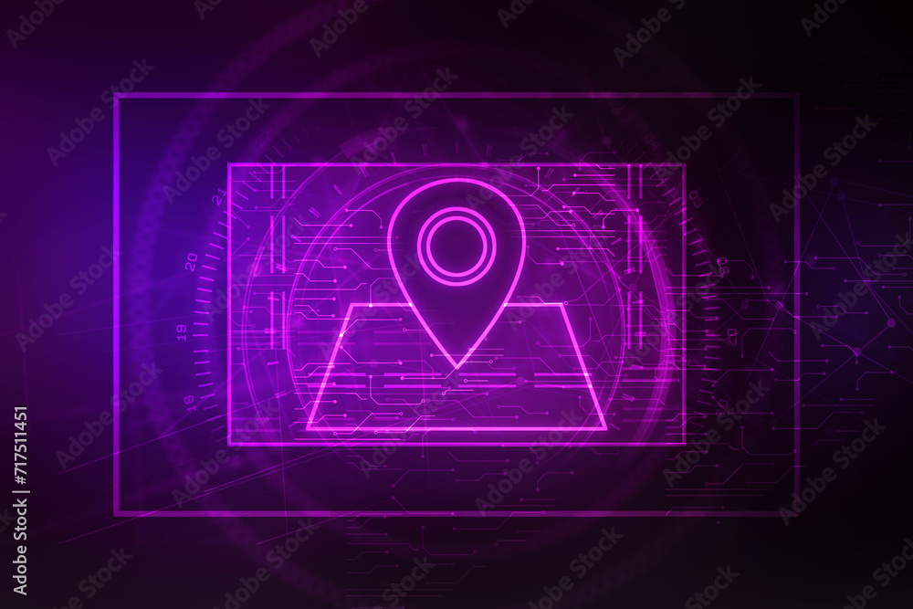 Poster 2d rendering red map pointer