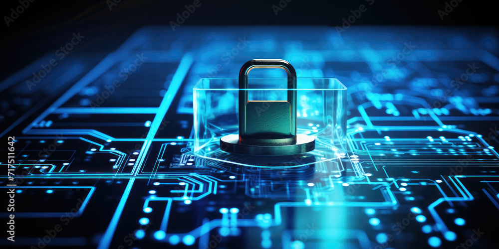 Aufkleber computer shield cyber key lock security system abstract technology world digital link cyber security