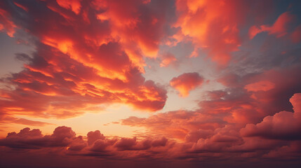 Fototapeta premium Beautiful red sunset covers the sky