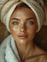 Attractive lady enjoy spa salon procedure