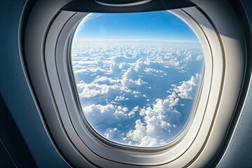 Fototapeta premium Aerial scenery through airplane window