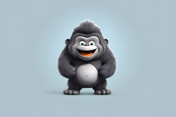 Obraz premium 3d rendering cute Gorilla cartoon