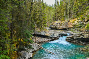 Johnston Canyon Falls in Banff National Park, Canadian Rockies, Alberta, Canada