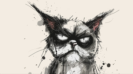 funny grumpy cat cartoon - obrazy, fototapety, plakaty