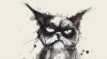 Fotobehang funny grumpy cat cartoon © sam