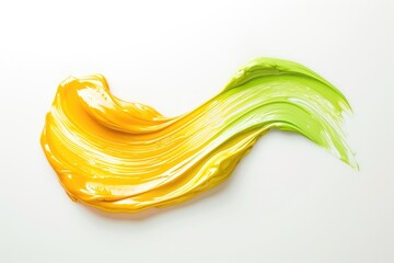 Yellow and green isolated liquid gel cosmetic smudge on white
