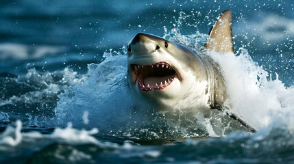 great white shark action shot