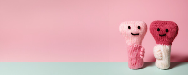 Two cute knitted abdominal surgery instruments