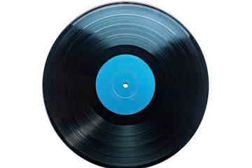 Blue label vinyl record isolated on white