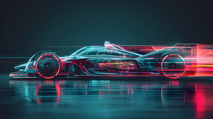 abstract motion blurred x-ray of modern racing concept car