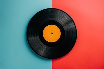 Fototapeta premium Isolated vintage vinyl record on colored backdrop